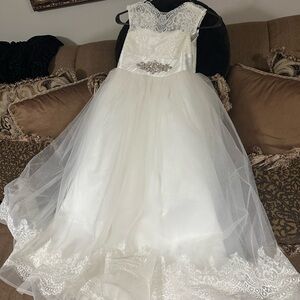 JJs House White Lace Formal Kids Dress